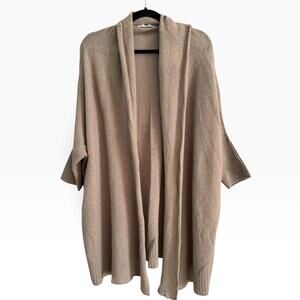Subtle Luxury Cashmere Longline Cardigan Sweater Size Medium Large Beige